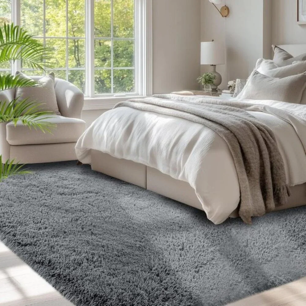 New 5x7 Grey Shag Rug, Soft Plush Fuzzy Carpet for Home, Room & Nursery